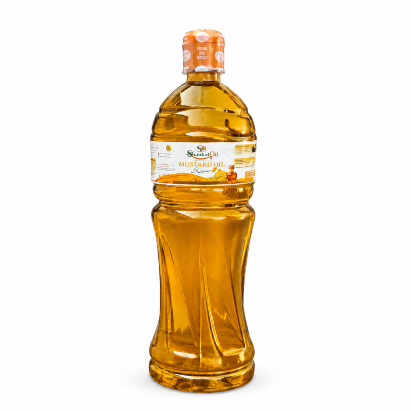 Shaukat 1 litre sarson oil bottle for home kitchen use