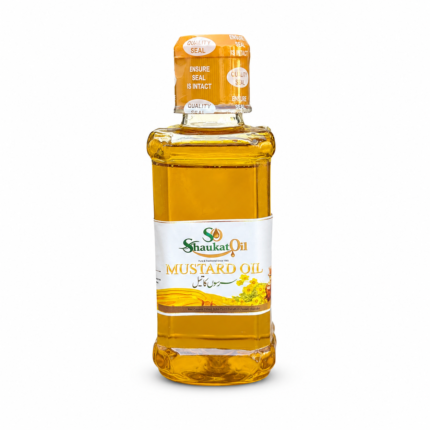 Shaukat 200ml sarson ka tel bottle, cold-pressed mustard oil