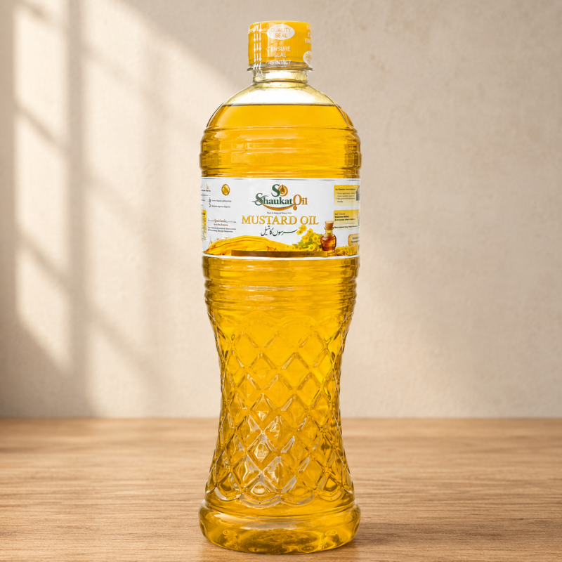 Shaukat mustard cooking oil 1kg bottle, sarson ka tel Pakistan