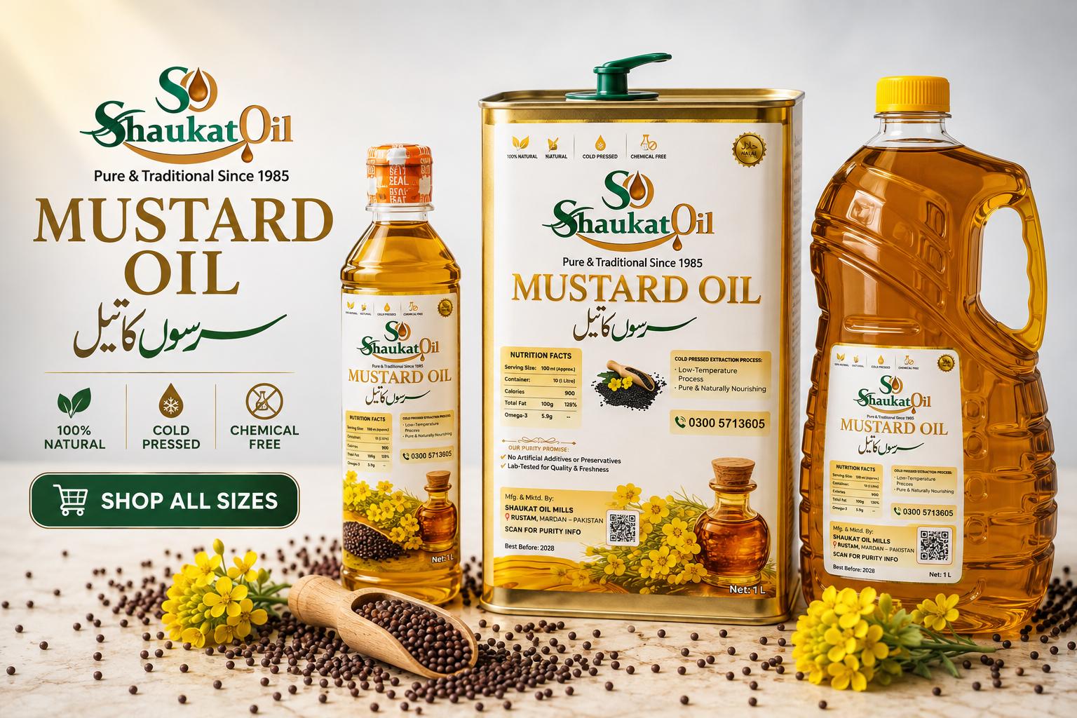 Pure cold pressed mustard oil (Kachi Ghani) in Pakistan